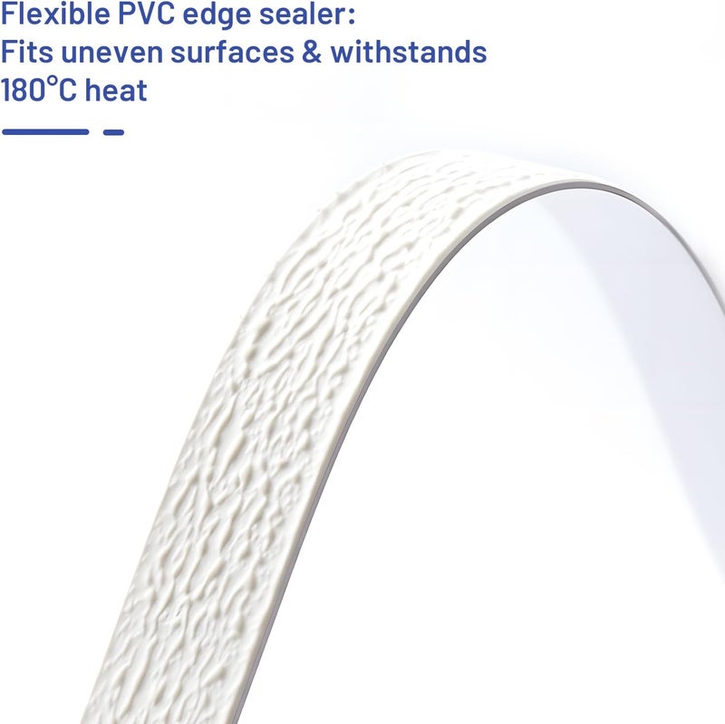FAKILO PVC Edge Banding 7/8 inch x 10 ft Veneer Edge Banding White with Hot Melt Adhesive Pre - glued Iron on Edging Tape Trim for Cabinet Plywood Repairs and Furniture Restoration - Image 3